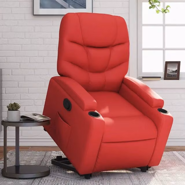 Poltrona Alzapersona Reclinabile vidaXL in Similpelle Rossa con Assistenza Elettrica per Anziani