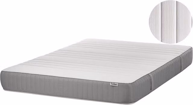 Materasso Ibrido BELIANI in Schiuma con Rivestimento Sfoderabile Bianco L: 140 cm, P: 200 cm, H: 20 cm