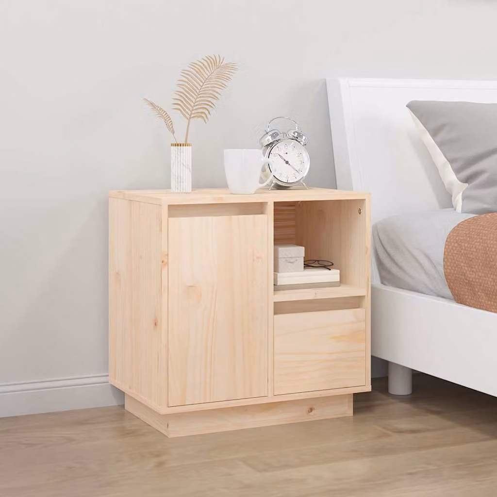 vidaXL Comodino Moderno in Legno di Pino Naturale, da Appendere al Muro, L: 34 cm, P: 50 cm, H: 50 cm