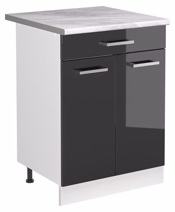 Mobile lavello cucina Vicco R-Line Antracite lucido/Bianco 60 cm piano di lavoro Marmo, Model 72986