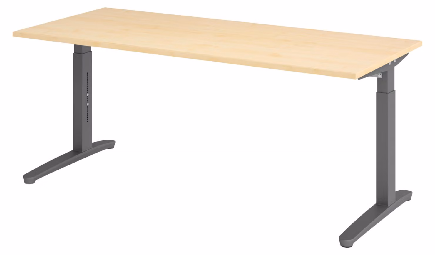Scrivania bümö serie XB - Finitura: acero, struttura: grafite, dimensioni: 180 x 80 cm