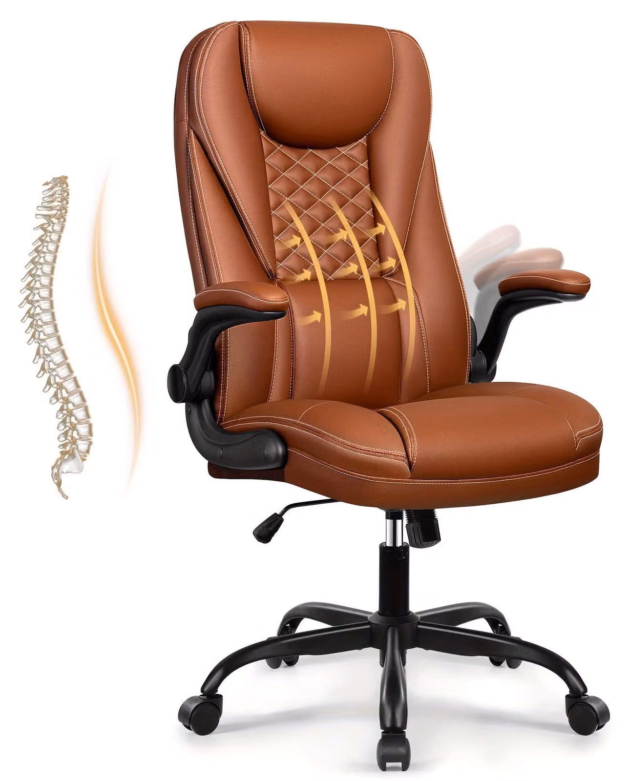 Sedia da ufficio - Modello executive, robusta - Ergonomica e rivestita in pelle