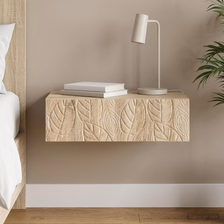 vidaXL Tavolino da Parete Laterale Moderno in Rovere Sonoma, L/P/H: 59 x 34,5 x 17 cm