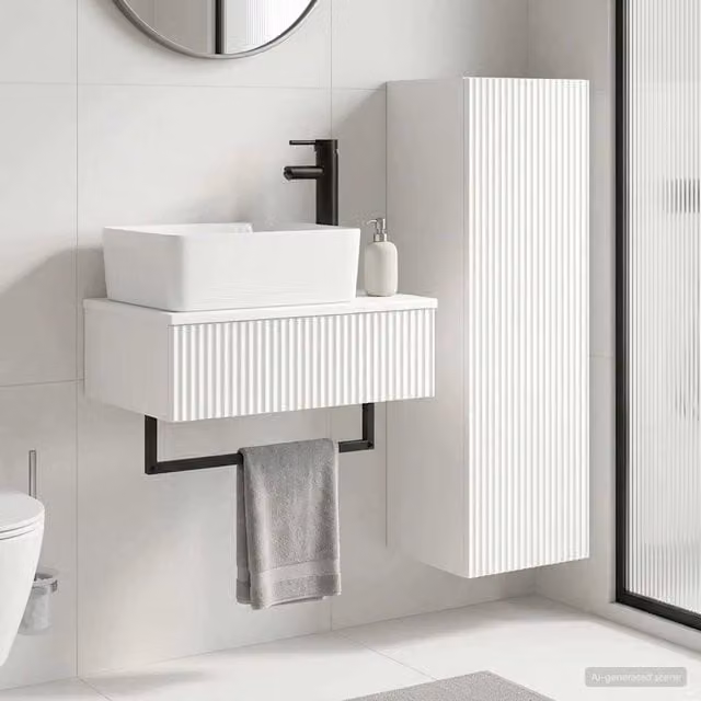 Set di mobili per il bagno 2 pz Bianco Lucido 3406107