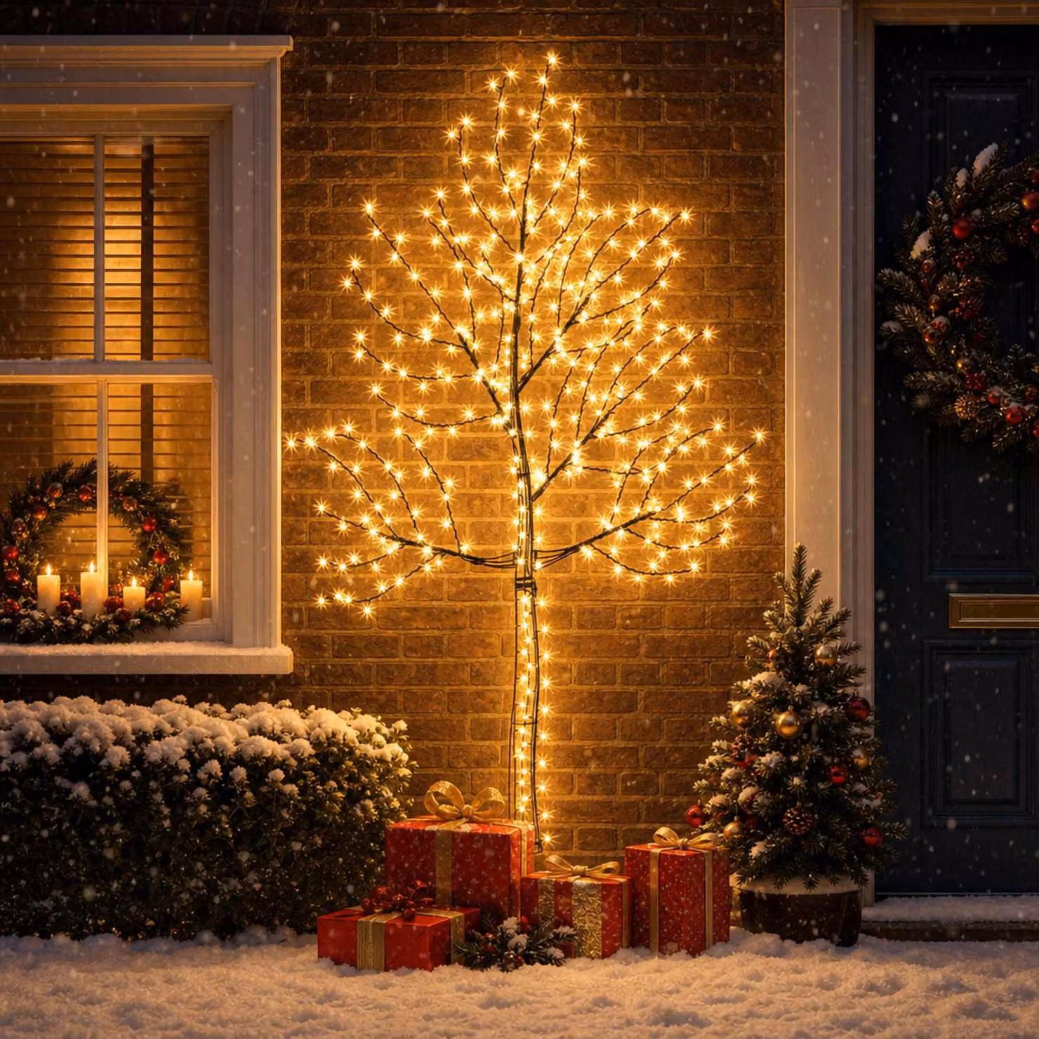 vidaXL Albero di Natale da parete a LED 210 cm 312 LED Bianco caldo