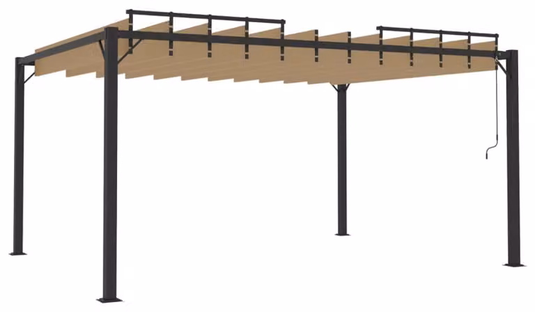 Pergola a lamelle, dimensioni 3 x 4 metri, colore taupe, struttura in alluminio, tessuto in poliestere resistente all'acqua