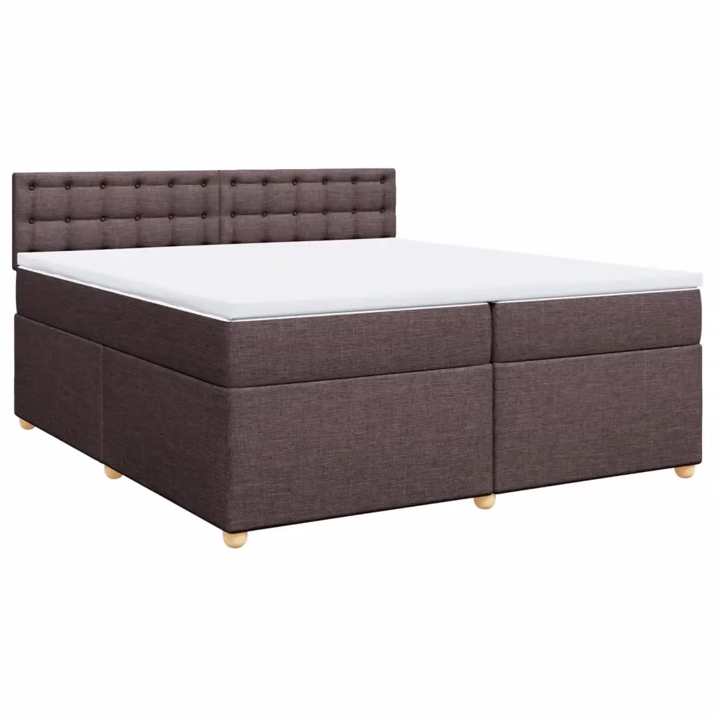 Letto Ibrido vidaXL con Giroletto a Molle e Materasso in Tessuto Marrone e Bianco, Struttura in Legno di Pino, L/P: 200 x 200 cm – 2
