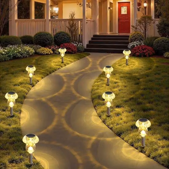 Set di 8 lampade solari - Design da tavolo per piante - Luce bianca calda - Impermeabili IP44 - Per vialetti da giardino e prati - Accensione e spegnimento automatici - Senza cavi - Batteria a lunga durata.