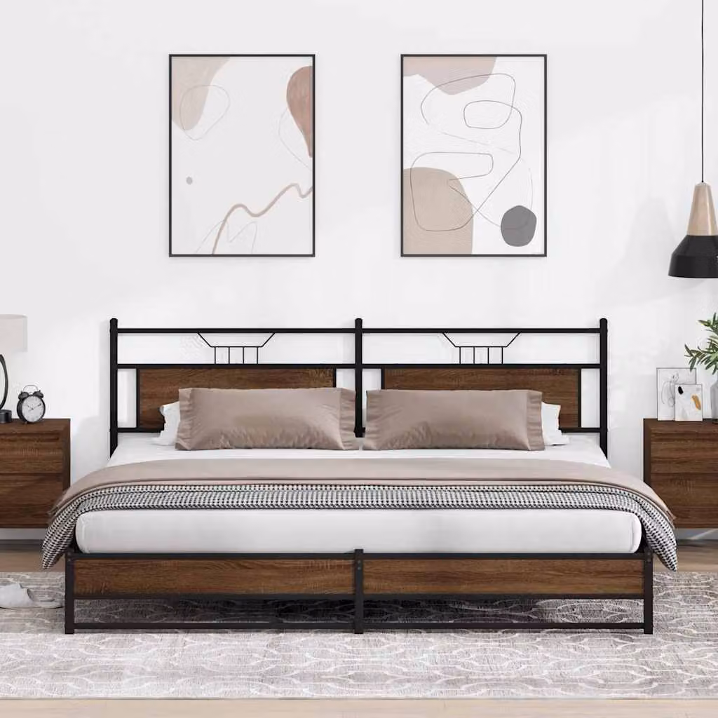 vidaXL Giroletto in Metallo e MDF Rovere Marrone L: 199 cm, P: 91,5 cm, H: 207 cm