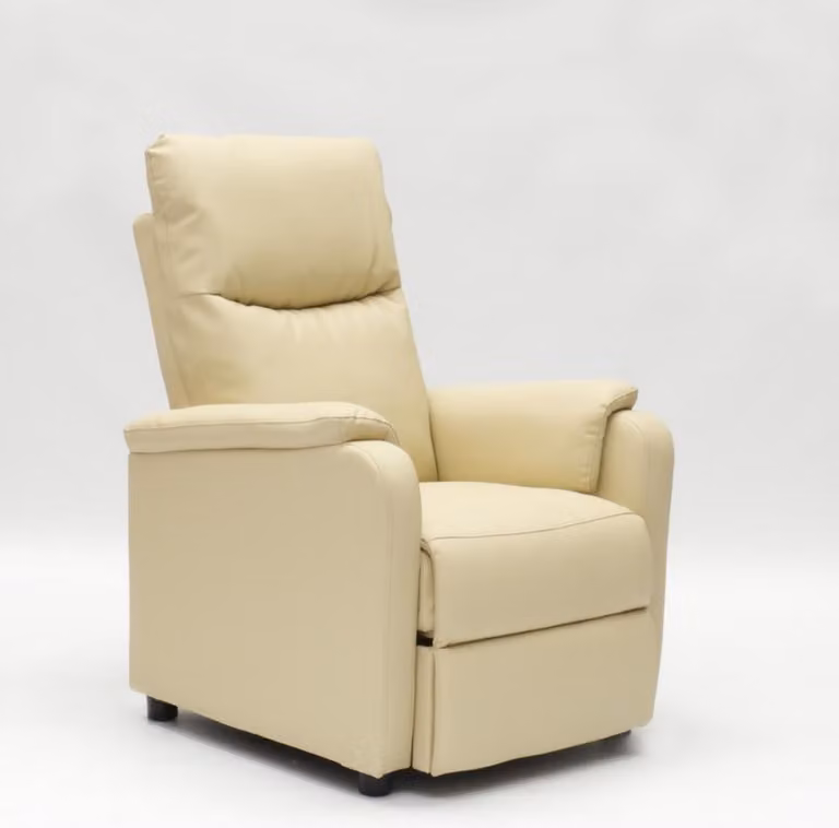 Giulia, poltrona reclinabile con poggiapiedi in ecopelle - Beige