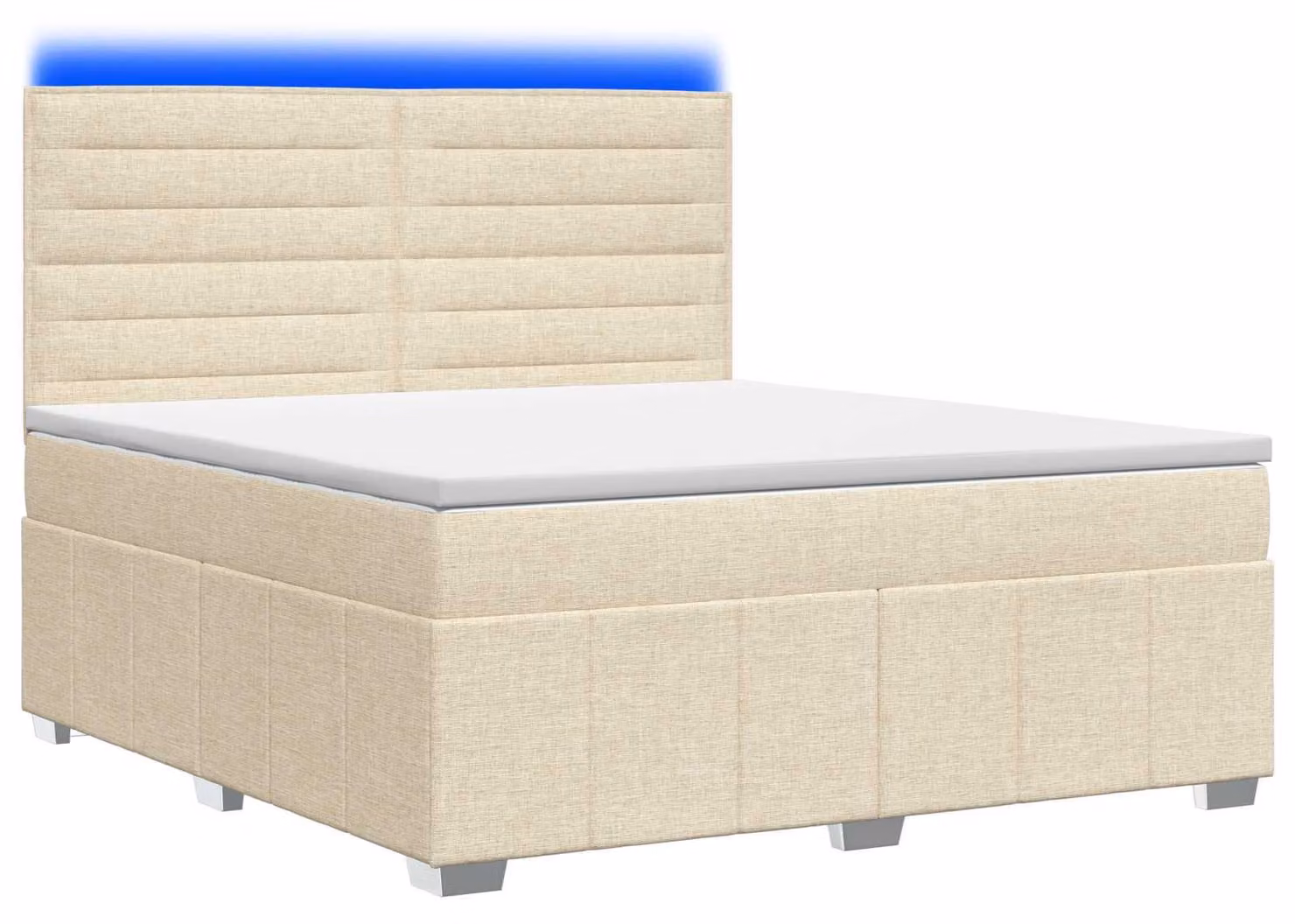 Letto boxspring LED con materasso Crema 140 x 200 cm Tessuto