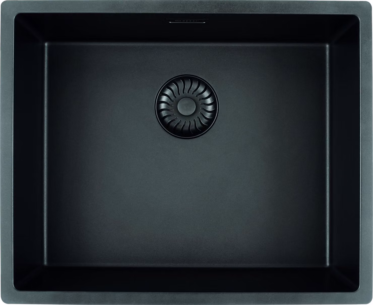 Caressi Black Line lavello quadrato per installazione a filo, CAGRPP50BK-FL, lavello da cucina nero 54 x 44 cm