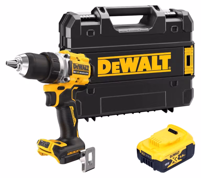 Trapano avvitatore a batteria DeWalt DCD 800 NT 18 V 90 Nm senza spazzole + 1x batteria ricaricabile 5,0 Ah + TSTAK - senza caricatore