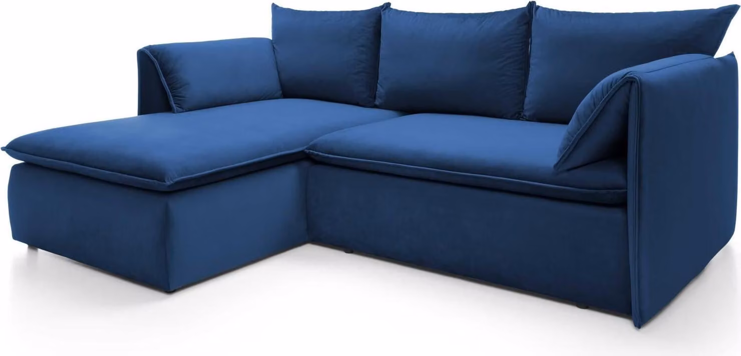 FURNLUX Divano angolare Oro Blu e Nero 230cm / Colore principale: Blu / Dimensioni: 230 x 91 x 166 cm