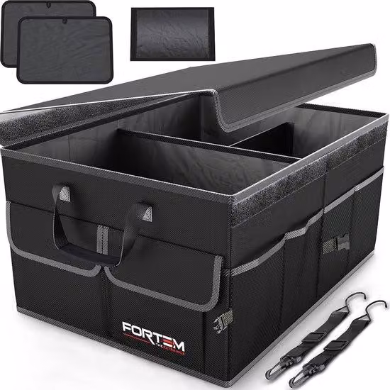Organizer per bagagliaio Automobilien con fondo antiscivolo, cinghie regolabili, scomparti multipli, borsa da viaggio pieghevole per auto, casa e viaggi