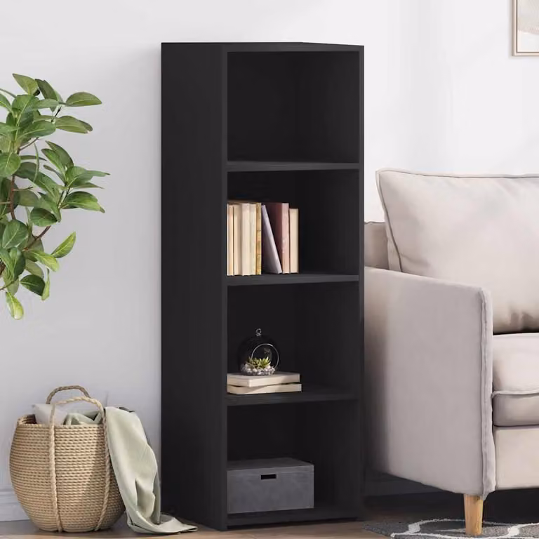Credenza moderna vidaXL in legno nero con ripiani interni e porta a giorno, L 40 cm, P 41 cm, H 124 cm