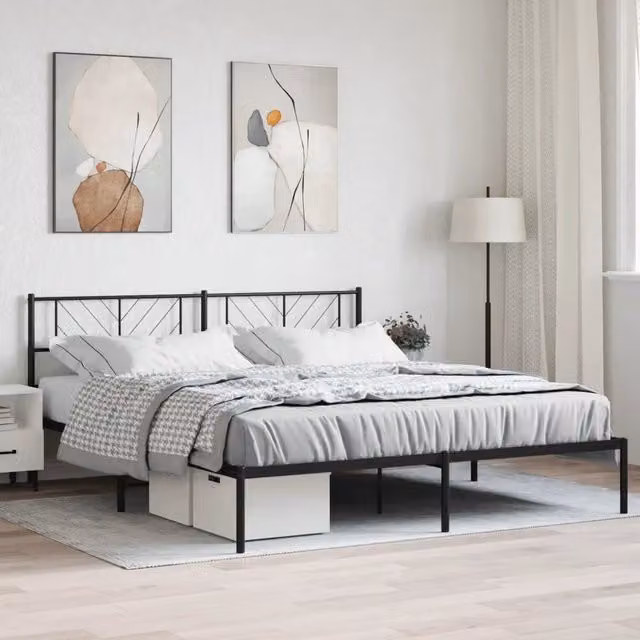 Letto con testiera in metallo nero vidaXL L/P: 180 x 200 cm