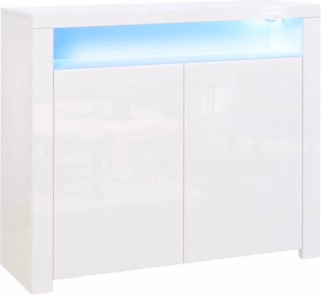 Easycomfort Mobiletto Salvaspazio Multiuso in Legno Bianco con Luci LED per Ingresso, Salotto o Bagno, L: 107 cm, P: 35 cm, H: 97 cm