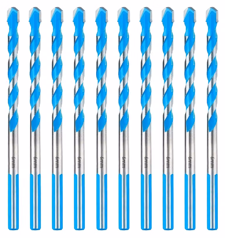 Set di punte da trapano per cemento da 6 mm - 10 pezzi, ideali per muratura e piastrelle
