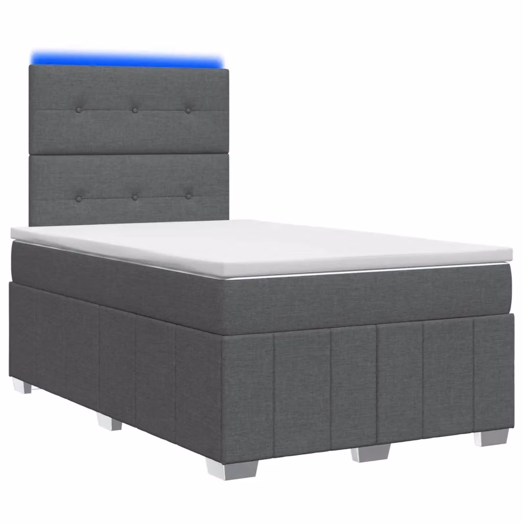 Letto Box Spring vidaXL con Materasso a Molle Insacchettate, Illuminazione LED Sotto il Letto e Porta USB, Grigio e Bianco, L/P: 120 x 200 cm – 2