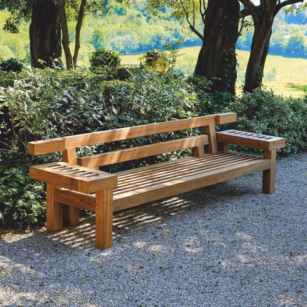 Casa Padrino panca da giardino in teak marrone 265 cm - Mobili da giardino in teak