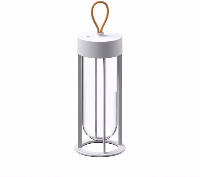 Lampada da tavolo Flos In Vitro Unplugged con tecnologia LED ricaricabile e vetro trasparente