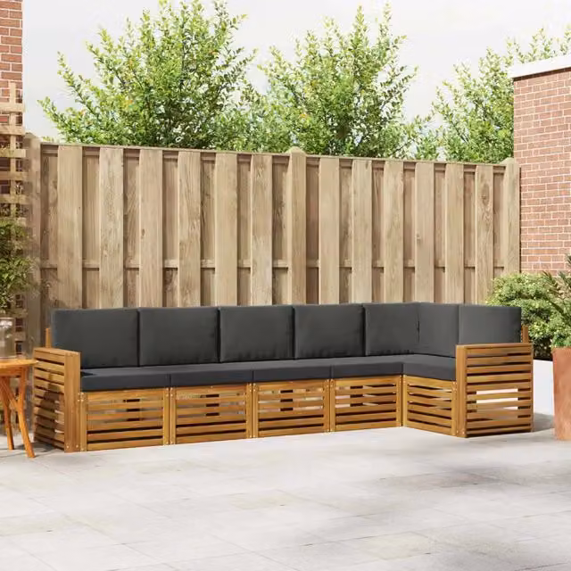 Set di divani da esterno 6 pz Naturale e Antracite Poliestere 3374897