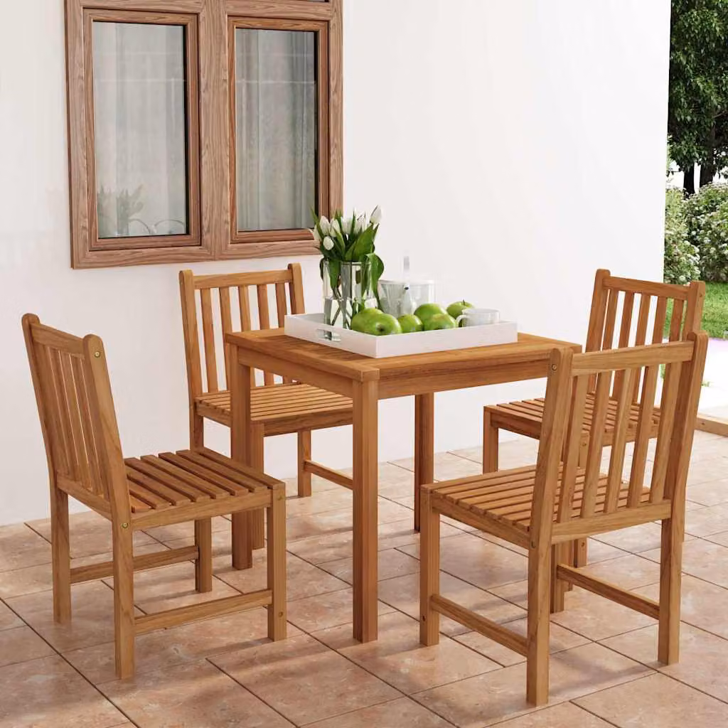 Set da pranzo da giardino vidaXL in legno di teak marrone, 5 pezzi, L/P: 80 x 80 cm