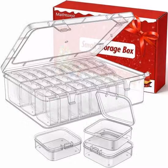 Scatola portagioie in plastica con 31 vani - Contenitore con coperchio - Contenitori trasparenti - Plastica - Coperchio ribaltabile - Ideale per la creazione di braccialetti