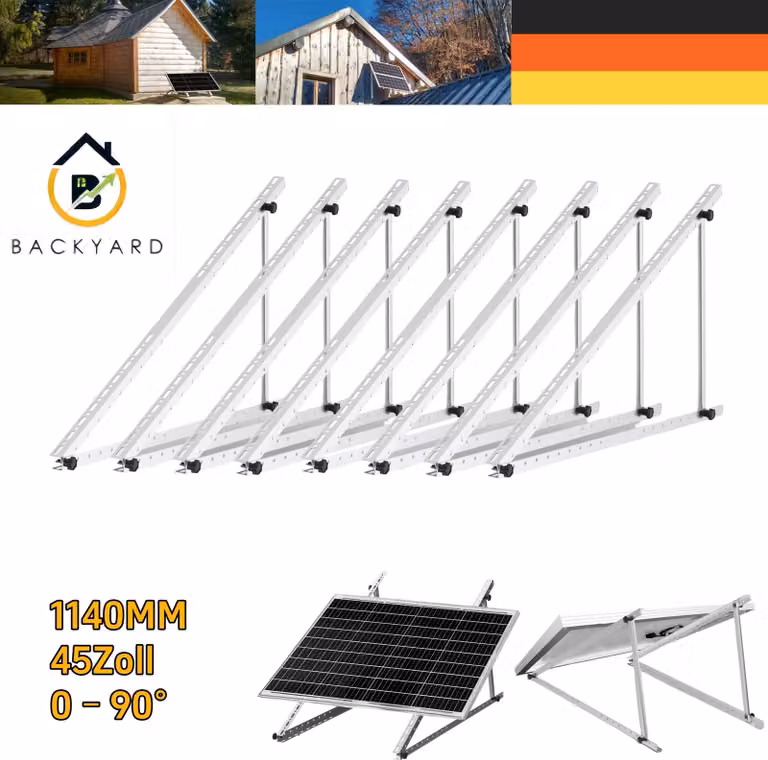 1140MM balcone centrale staffa staffa pannello solare 8 pezzi angolo regolabile 0-90 ° modulo fotovoltaico per tetto monta moduli solari