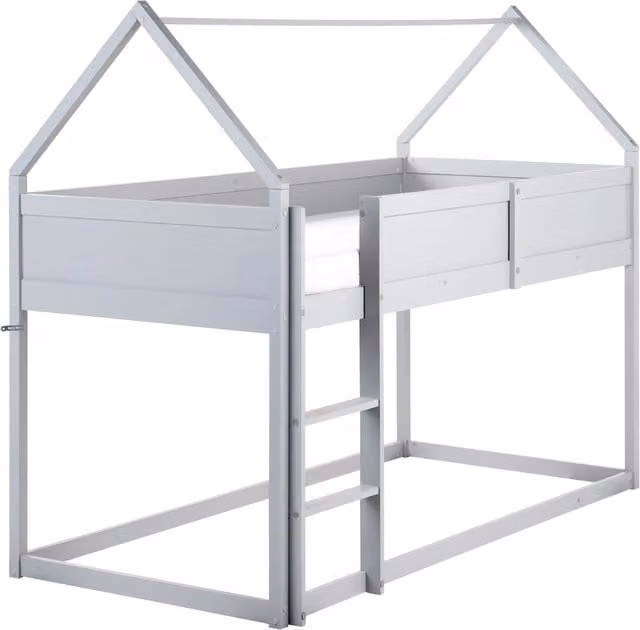 Letto a mezza altezza con rete a doghe 90 x 200 cm Struttura per bambini in legno di pino grigio