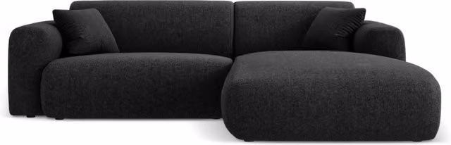 Divano angolare destro Nolio Cosmopolitan Design a 4 posti in ciniglia nero L 235 x P 104 x H 72 cm