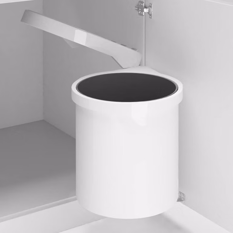 Pattumiera da incasso per cucina vidaXL in plastica bianca con coperchio a ribalta e contenitore interno rimovibile, 8 L