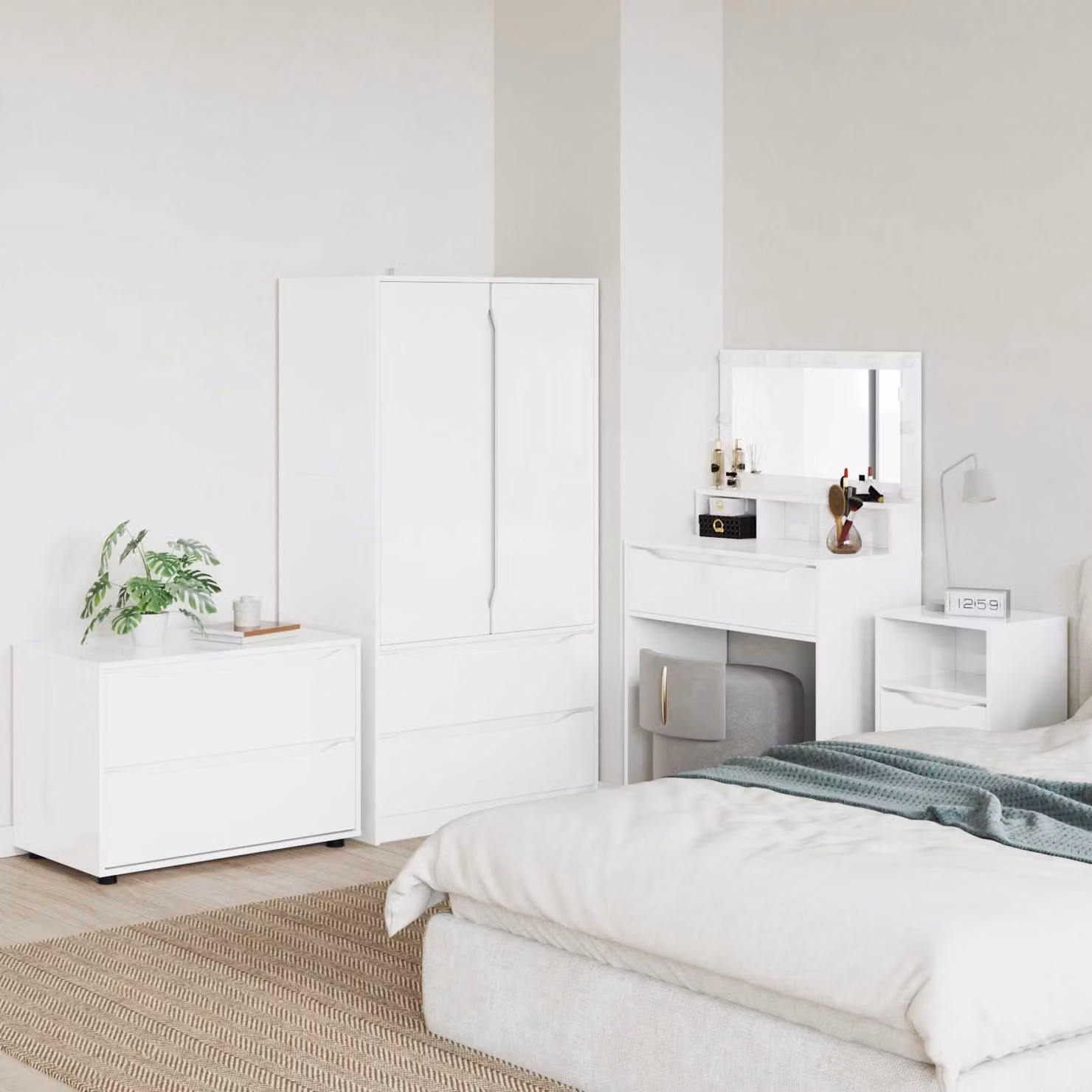 Armadio moderno vidaXL in legno MDF bianco lucido L: 80 cm, P: 48 cm, H: 57 cm