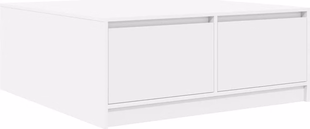 Tavolino da Salotto con Cassetti Bianco 100x100x40 cm