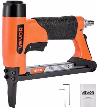 Chiodatrice Pneumatica VEVOR Arancione in Lega di Alluminio per Tappezzeria Calibro 22 con Becco Lungo e Corona da 9,5 mm