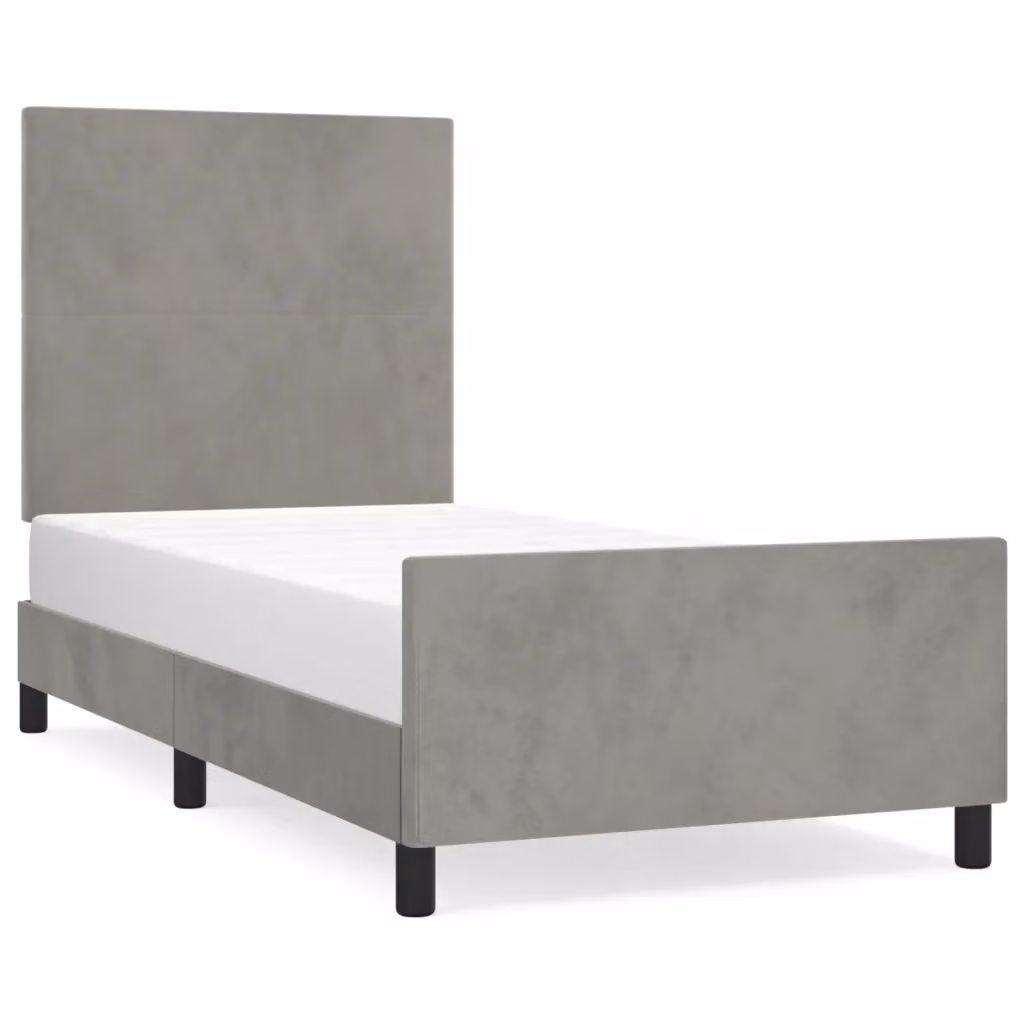 Struttura Letto Design Mania in Velluto Grigio Chiaro con Legno di Larice L/P/H: 80 x 200 x 83 cm – 2