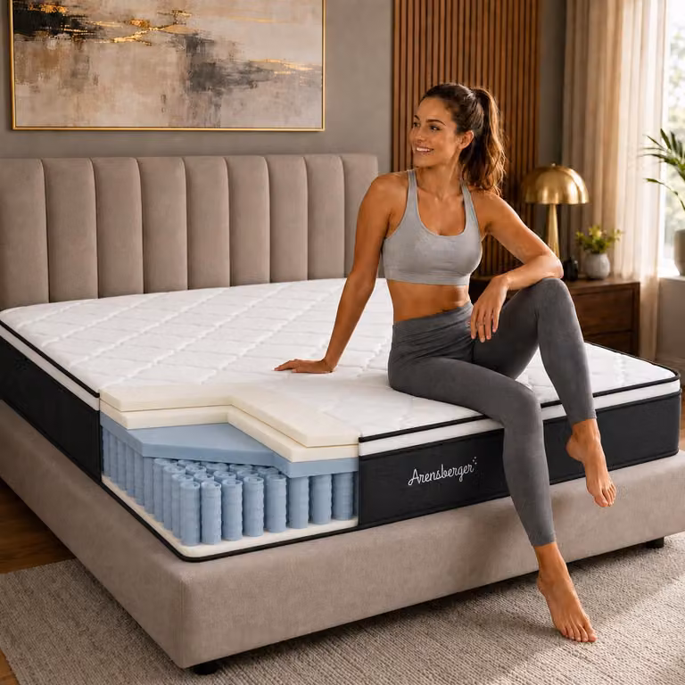 Materasso a molle Arensberger EMILIA con schiuma GEL e topper integrato | 140x200 cm altezza 23cm | livello di solidità H3/ H4 | materasso a molle insacchettate HR