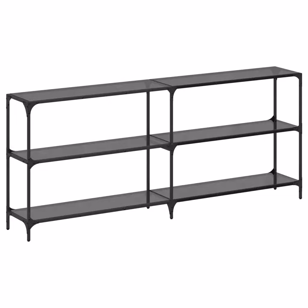 Tavolino Consolle Moderno vidaXL con Piano in Vetro Nero e Struttura in Metallo L: 194,5 cm, P: 30 cm, H: 81 cm – 2