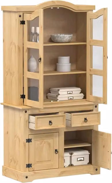 Vetrina Corona 100x48,5x179 cm in Legno Massello di Pino 4005681