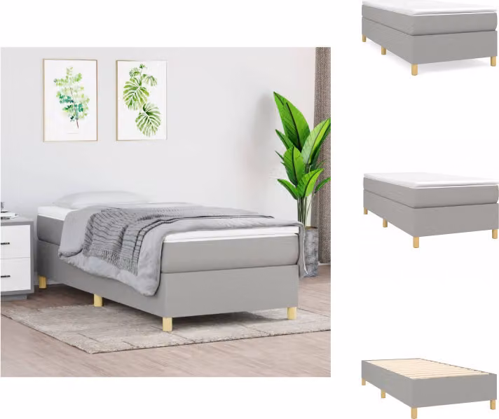 vidaXL Boxspring letto grigio chiaro 100x200 cm in tessuto - Letti e strutture letto
