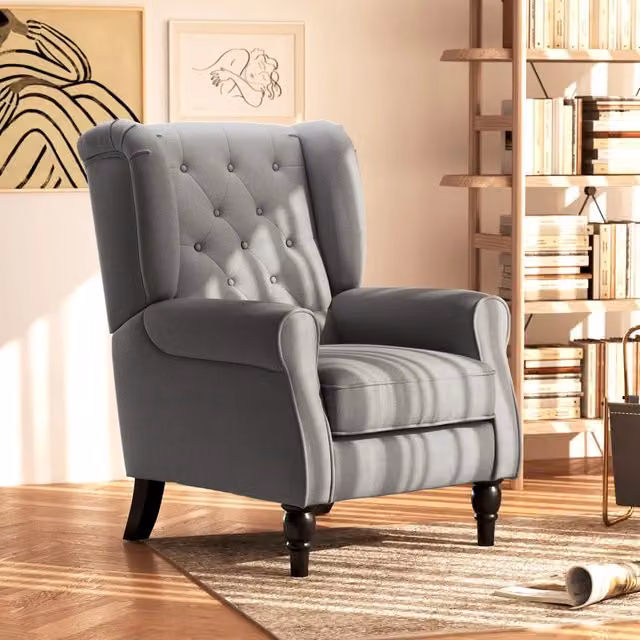Poltrona Relax Moderna REDOM in Tessuto Grigio con Schienale Alto e Braccioli L/P/H: 74 x 86 x 102 cm