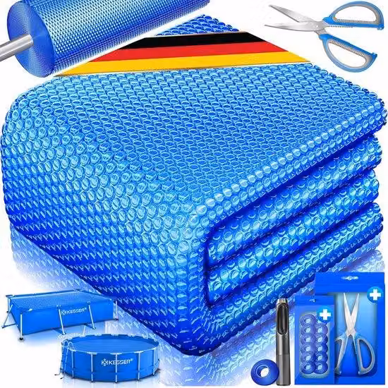 Copertura rettangolare in materiale plastico per piscine, utilizzabile per il riscaldamento dell'acqua, realizzata su misura e tagliabile