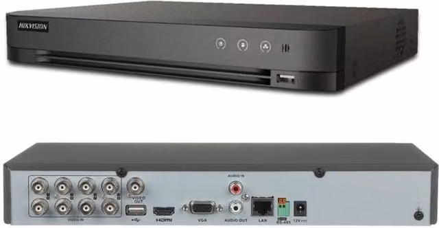 Videoregistratore DVR Hikvision Turbo HD Acusense 8 Canali + 2 IP Full HD Nero