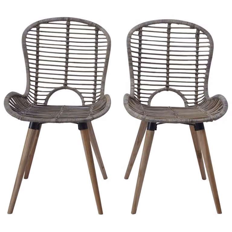 vidaXL Sedie da pranzo 2 pz. Marrone rattan naturale