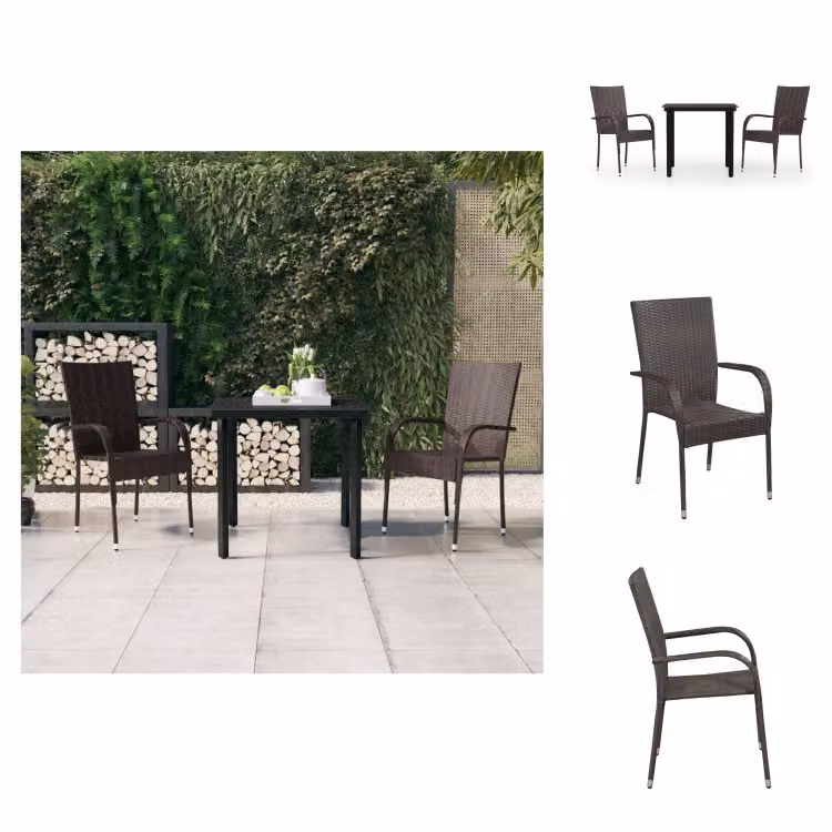 vidaXL Set da pranzo da giardino 3 pezzi marrone e nero - Set di mobili da giardino