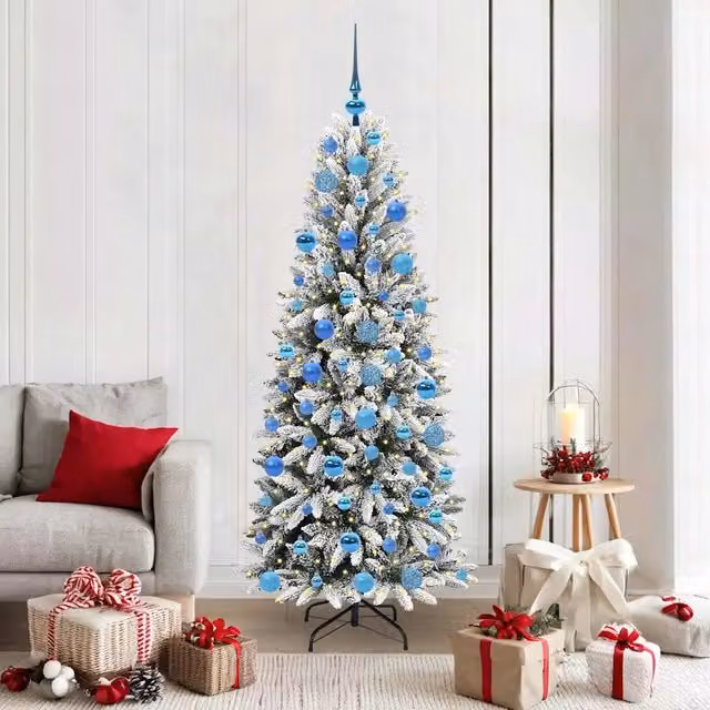 Albero di Natale artificiale moderno vidaXL bianco con luci LED warm white, Altezza: 180 cm – 1