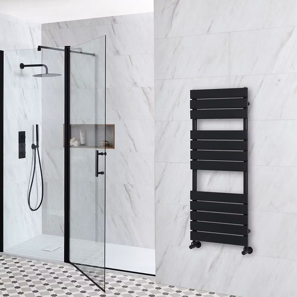 Scaldasalviette Design Nero 1200x450mm - Termoarredo Bagno - Stile Moderno - Lustro