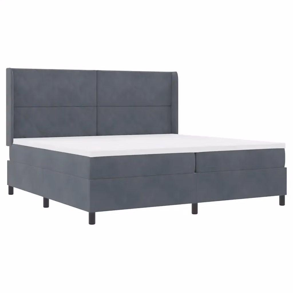 Letto a molle con strisce LED vidaXL in velluto grigio, L/P/H: 200 x 200 x 280 cm – 2