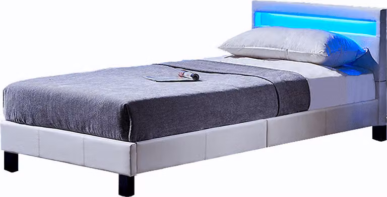 Home Deluxe - Letto LED Astro - Bianco, 90 x 200 cm - Con rete a doghe I Letto imbottito Letto di design con illuminazione